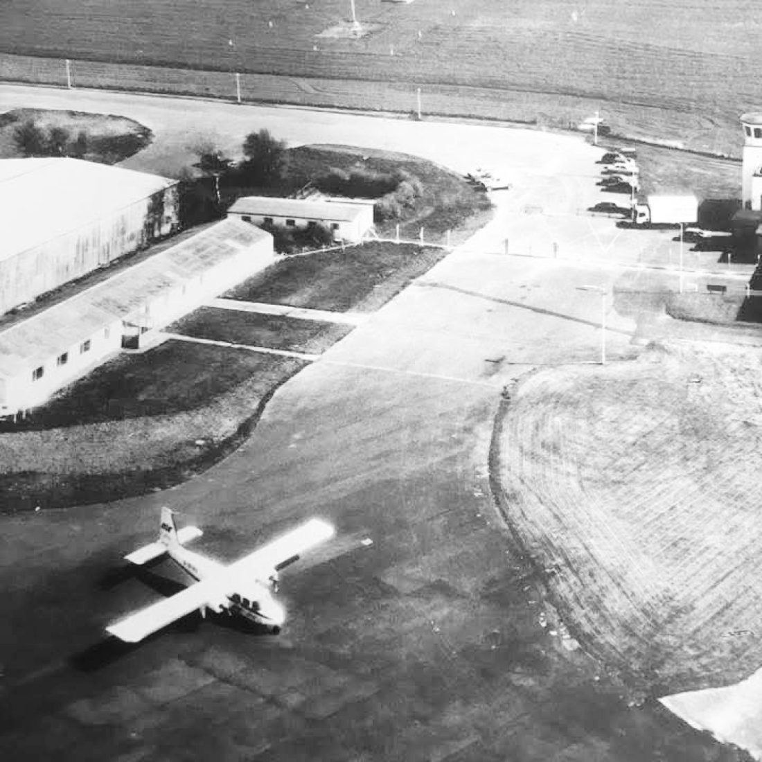 Old black & white photos of airport